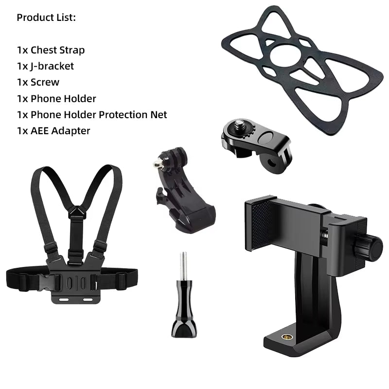 6 in 1 Phone Mount Holder Chest Strap Action Camera Kit for Gopro Hero 13 12 Insta360 for Iphone Samsung Huawei Accessories Set