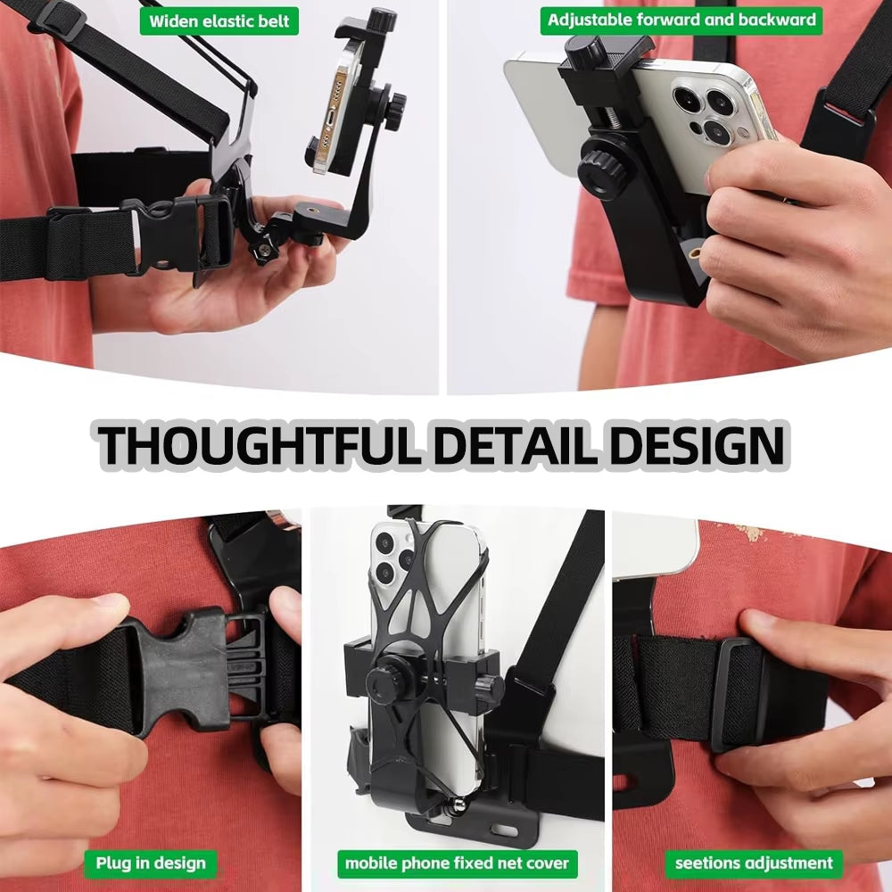 6 in 1 Phone Mount Holder Chest Strap Action Camera Kit for Gopro Hero 13 12 Insta360 for Iphone Samsung Huawei Accessories Set