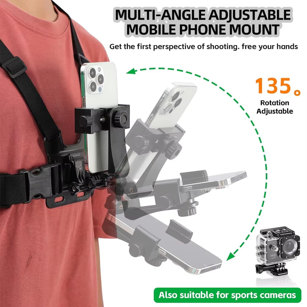 6 in 1 Phone Mount Holder Chest Strap Action Camera Kit for Gopro Hero 13 12 Insta360 for Iphone Samsung Huawei Accessories Set